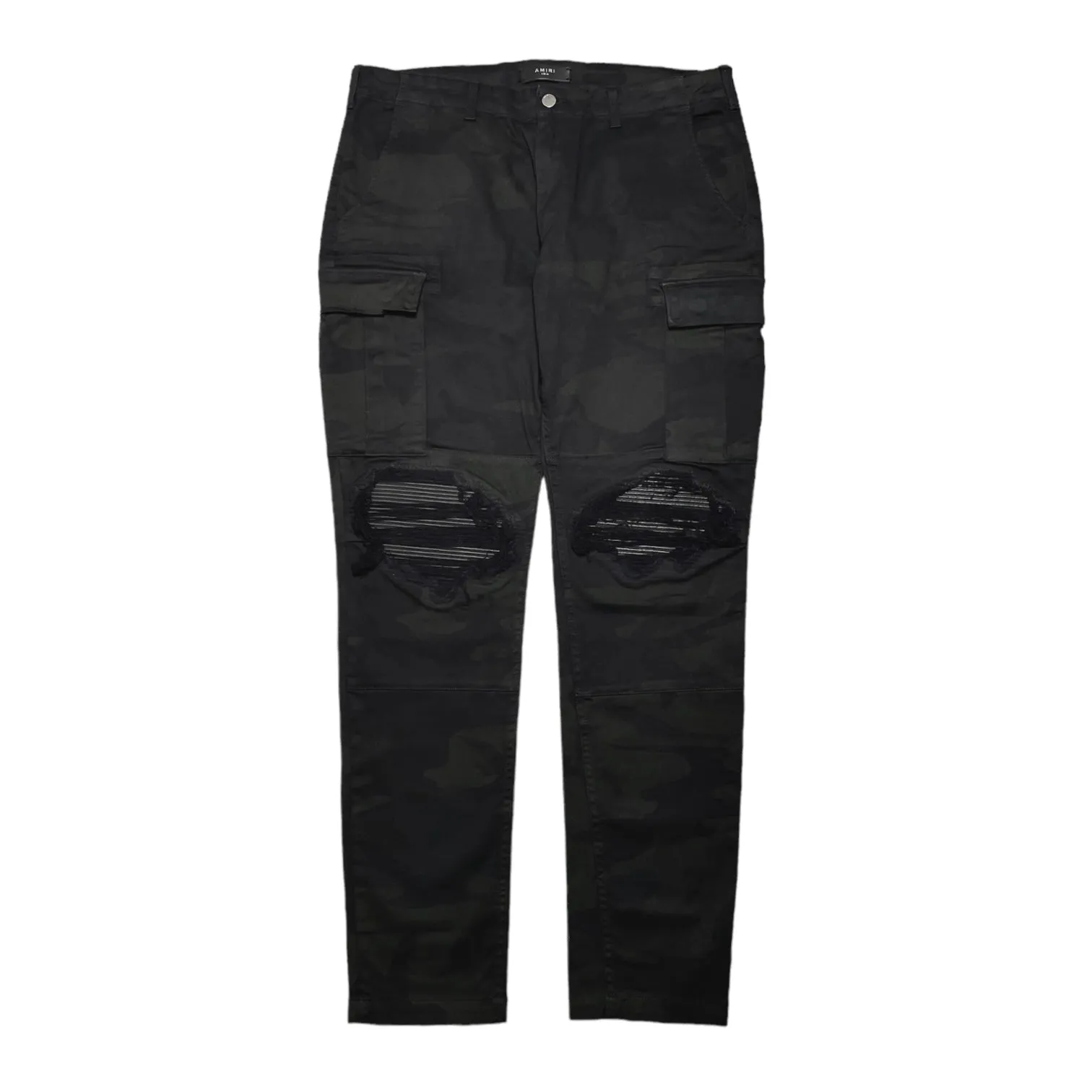 Amiri MX1 Leather Patch Classic Cargo Jeans Black Camo Pre-Owned