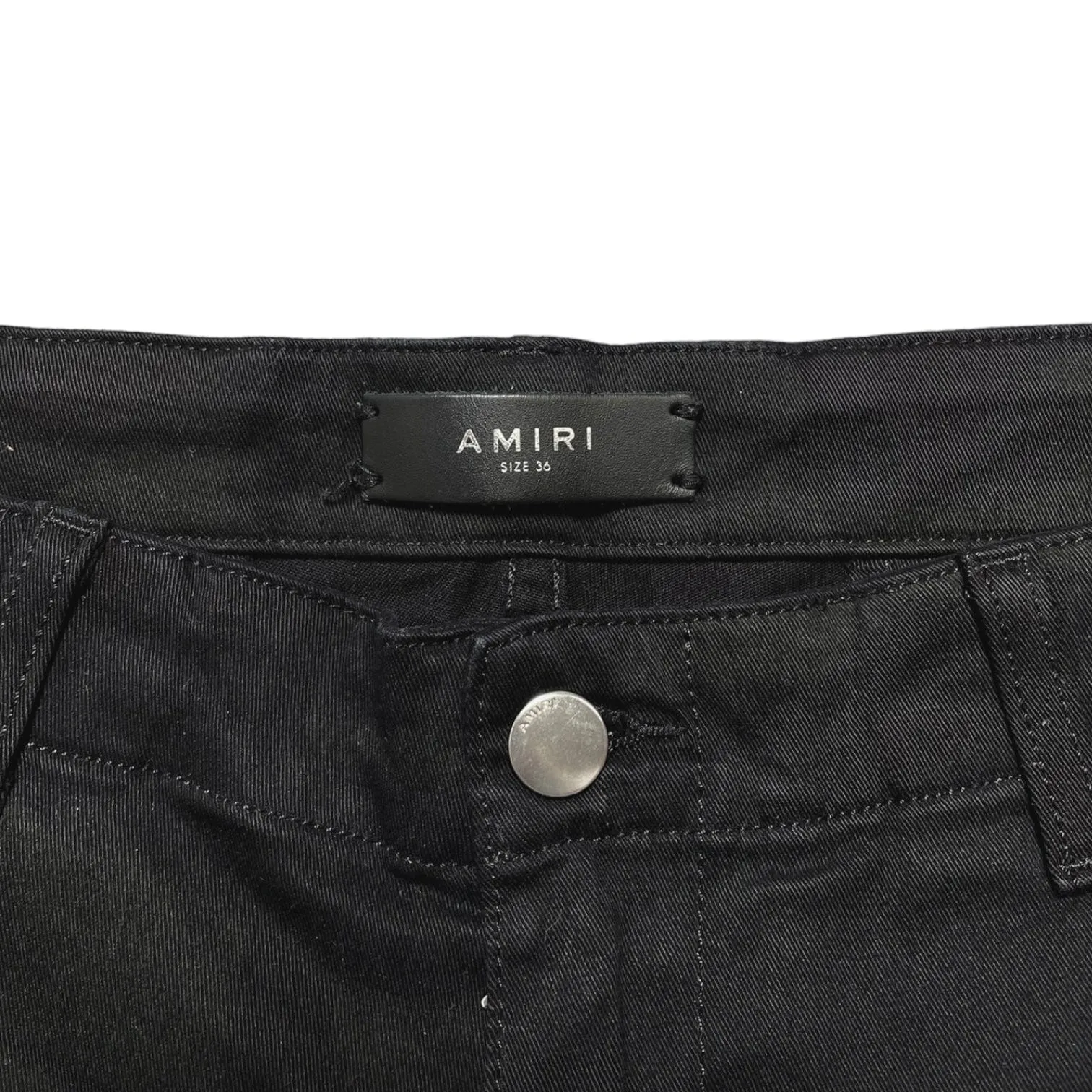 Amiri MX1 Leather Patch Classic Cargo Jeans Black Camo Pre-Owned