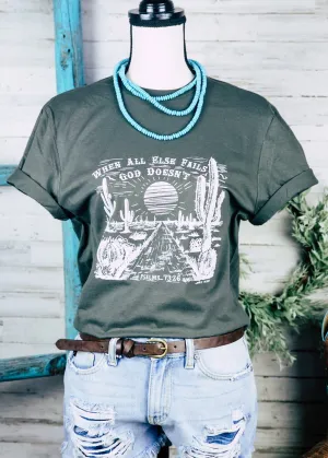 Army Green Psalm 73:26 Short Sleeve Graphic Tee