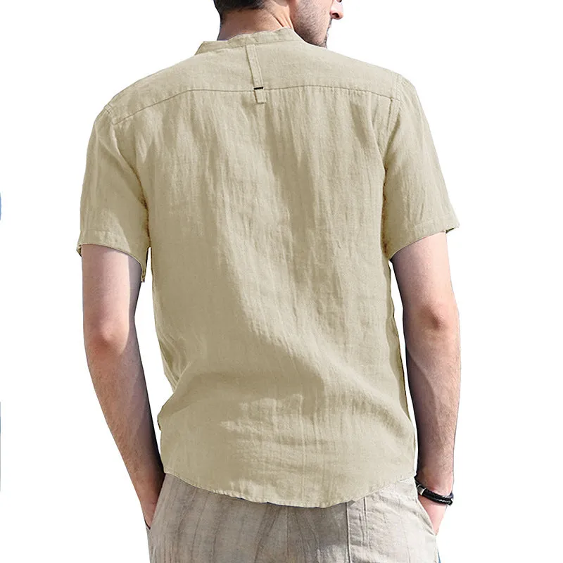 Aule Cotton Linen Henley Shirt