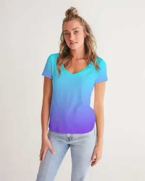 Bahama Blue Ombre Women's V-Neck Tee