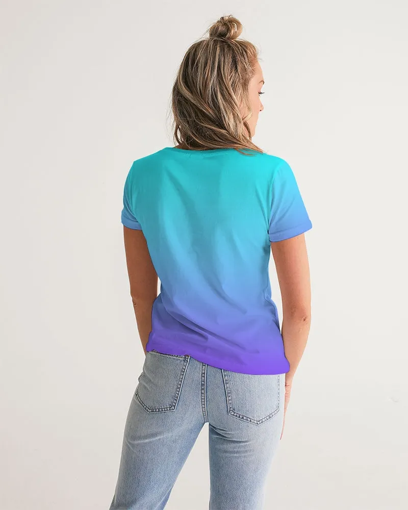 Bahama Blue Ombre Women's V-Neck Tee