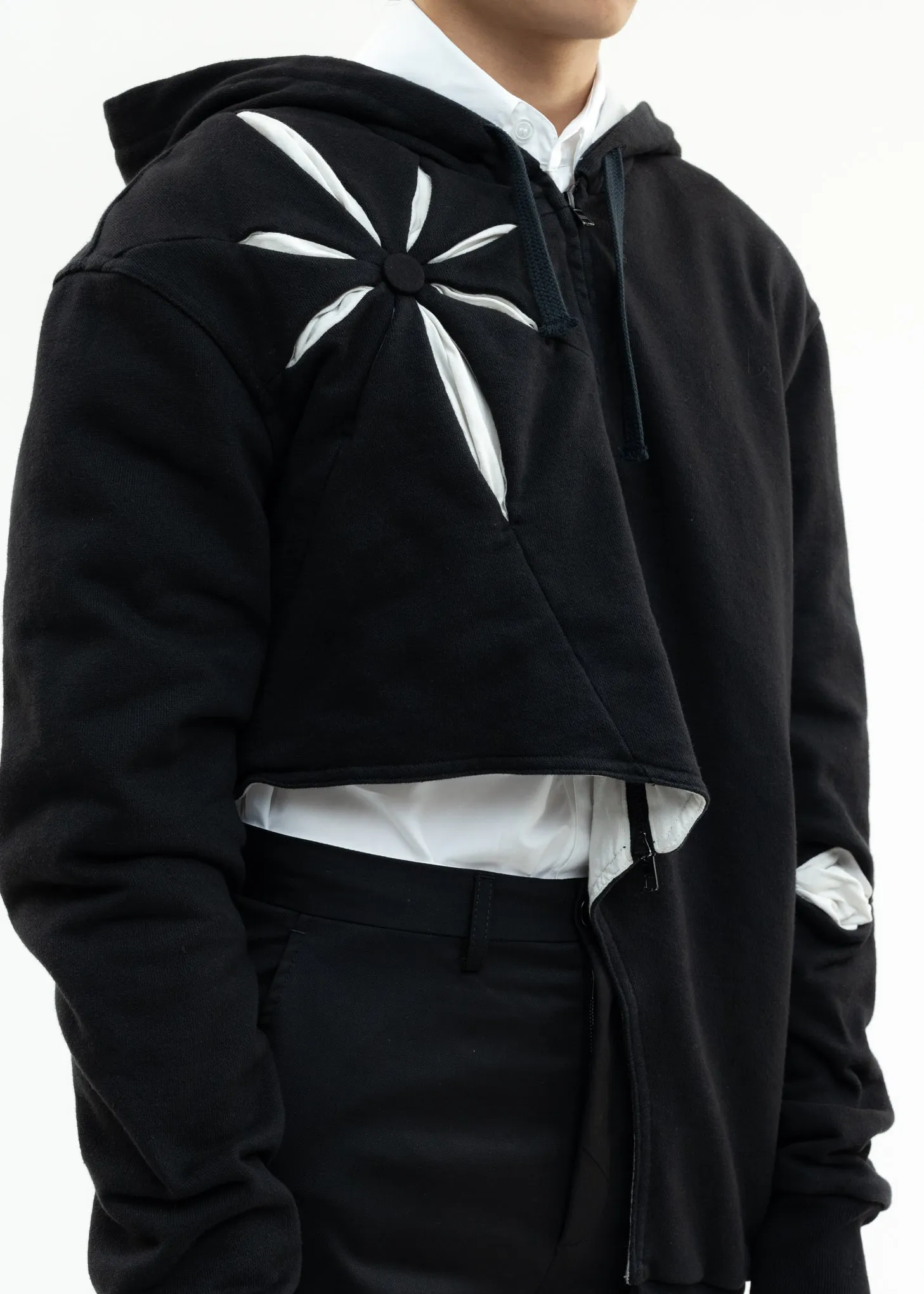 Black Origami Zip Up Hoodie