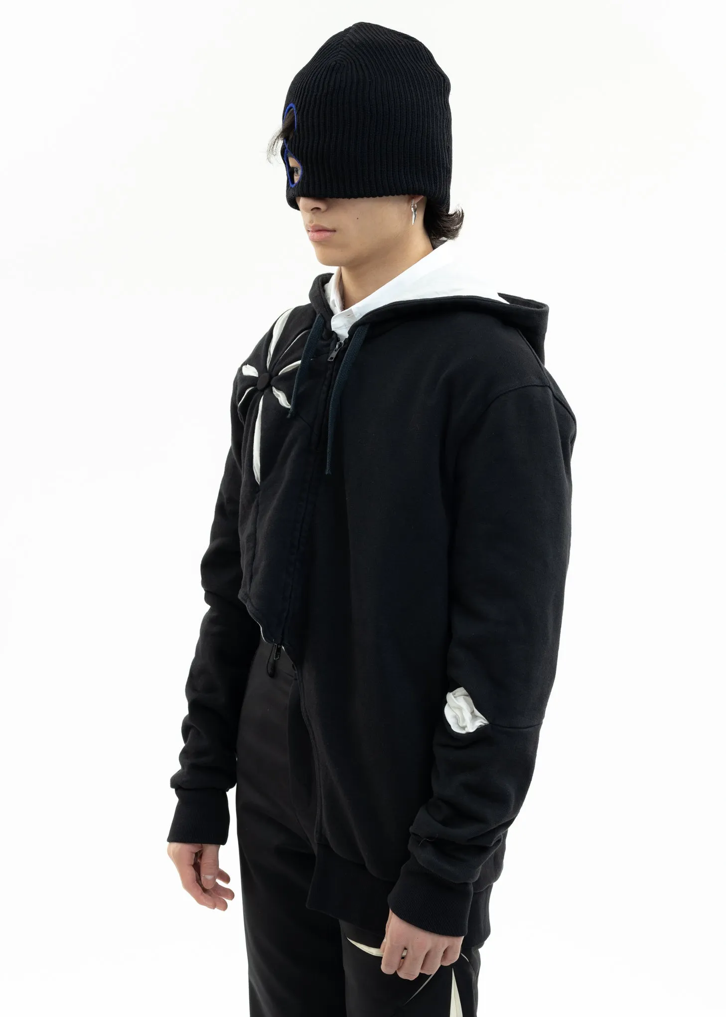 Black Origami Zip Up Hoodie