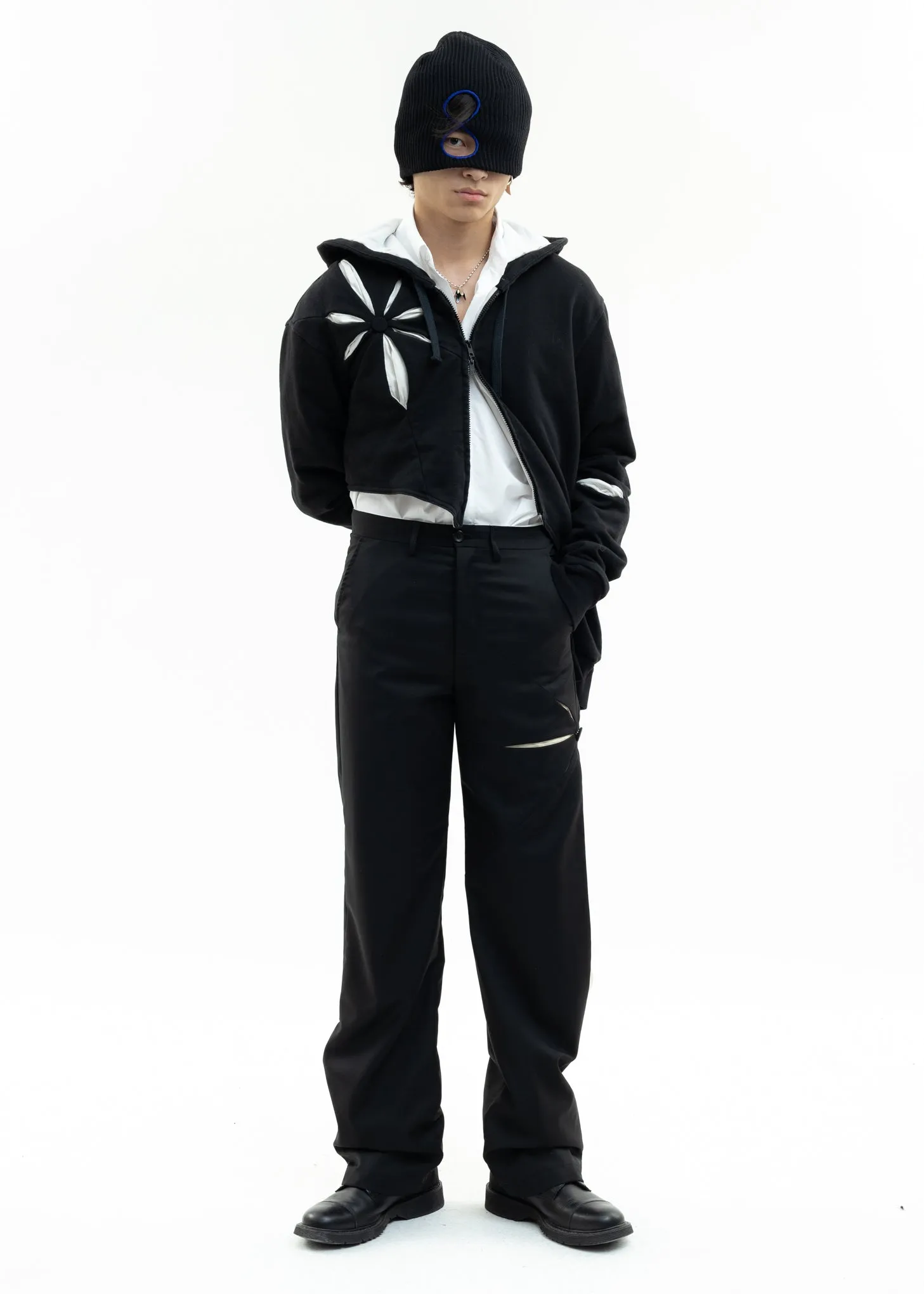 Black Origami Zip Up Hoodie