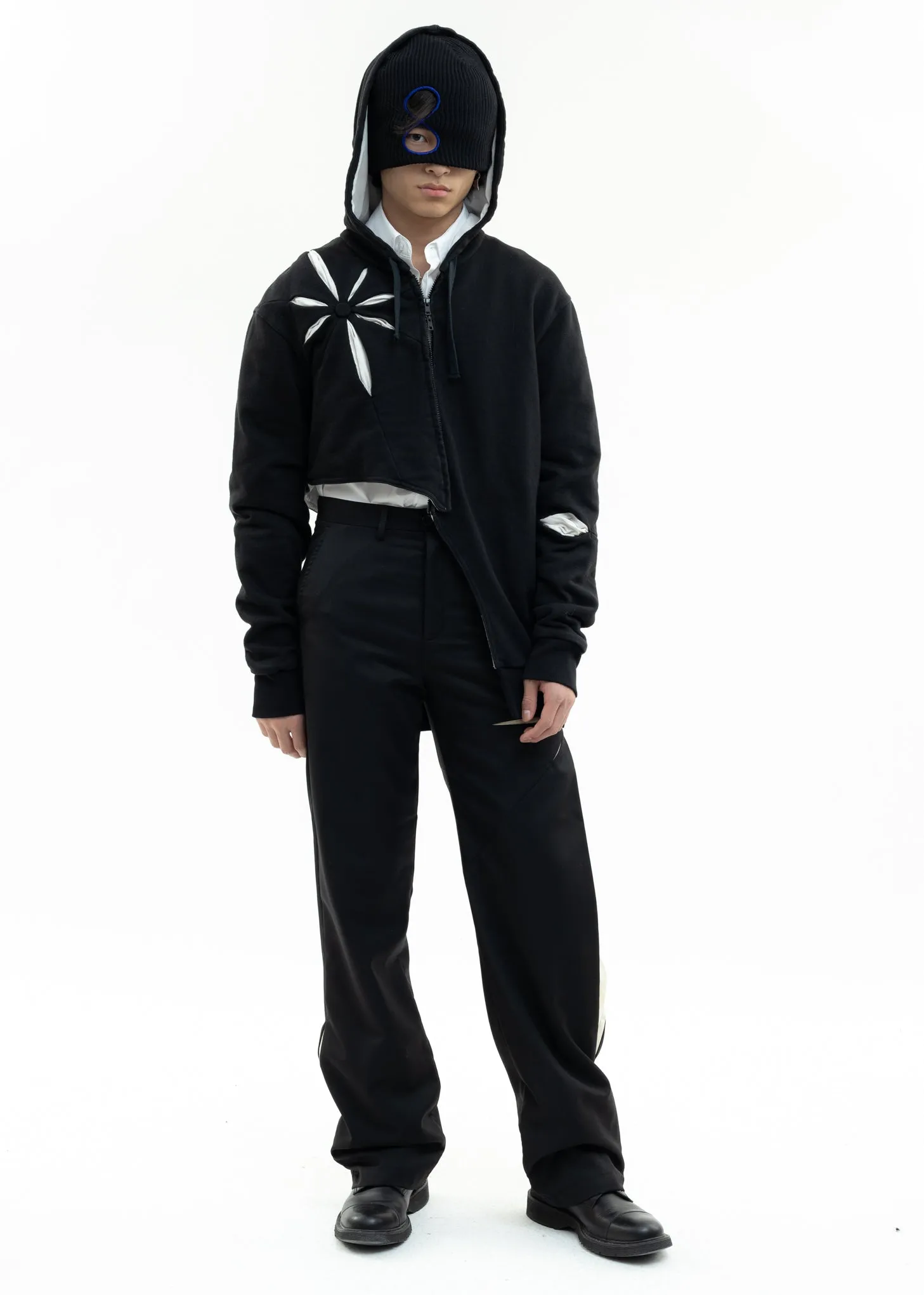 Black Origami Zip Up Hoodie