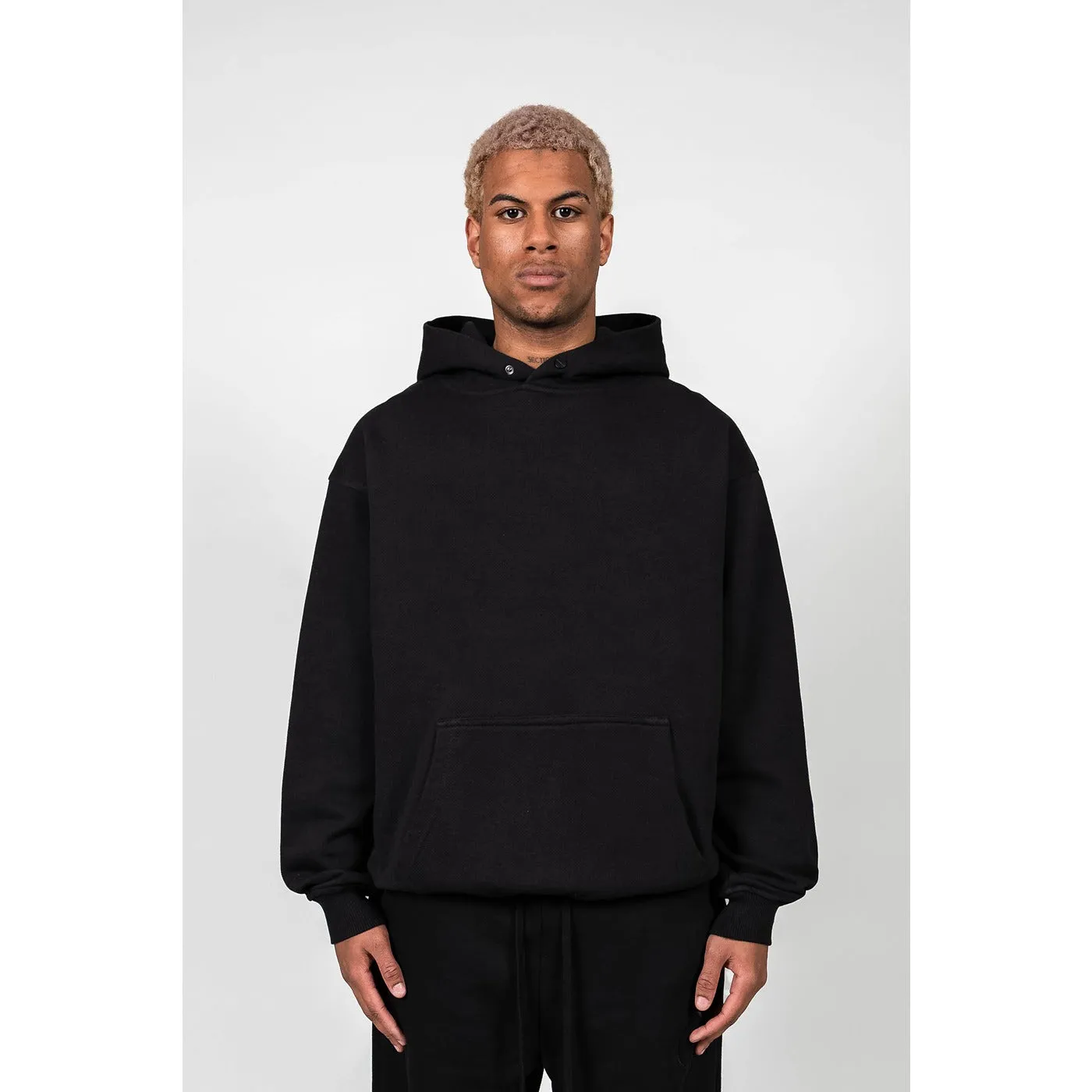 Black Overszied Button Hoodie