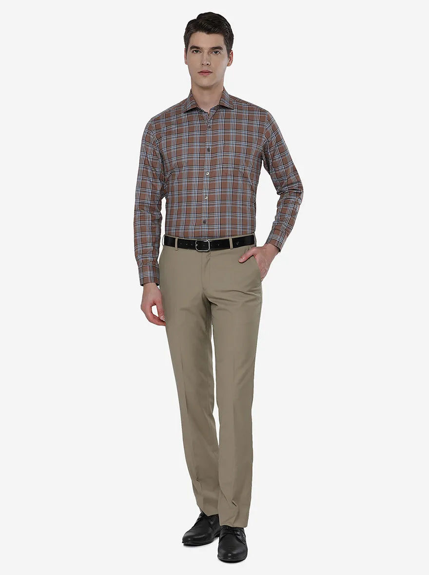 Brown Checked Slim Fit Formal Shirt | JadeBlue