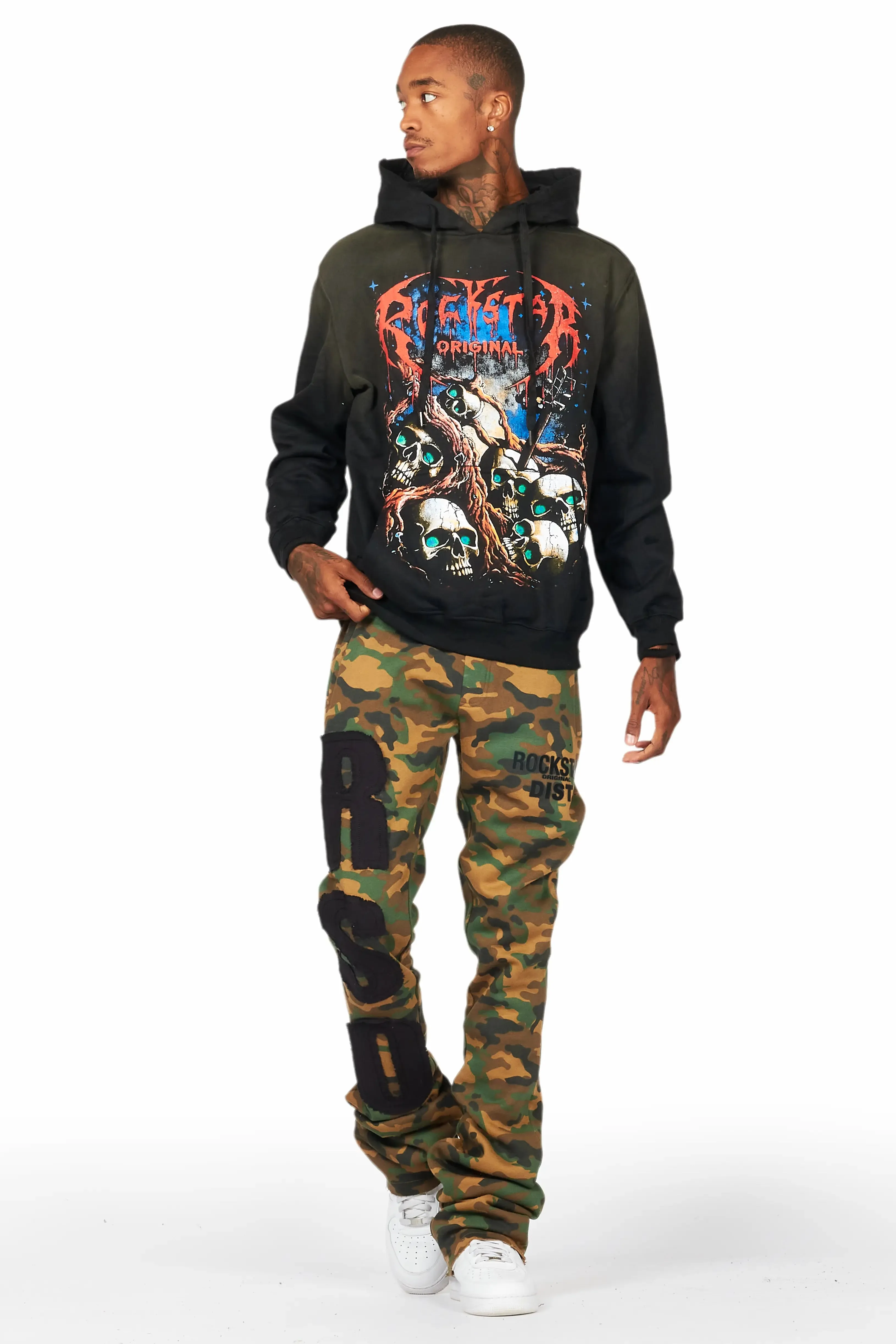 Cappy Black Graphic Distressed Hoodie