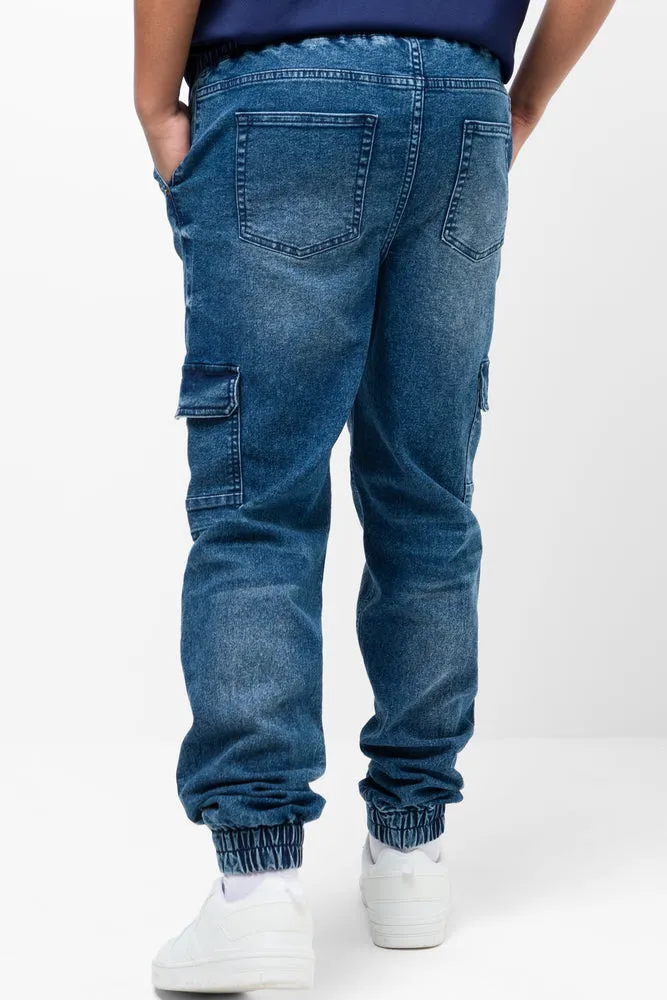 Cargo Jogger Denim Jeans Dark Blue