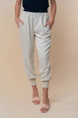 Cassia - High Waisted Solid Woven Joggers