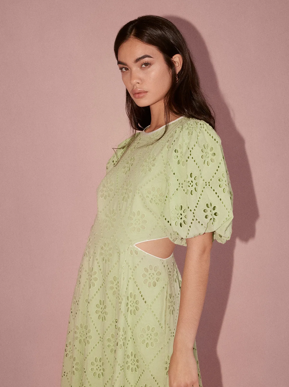 Coco Pistachio Broderie Mini Dress