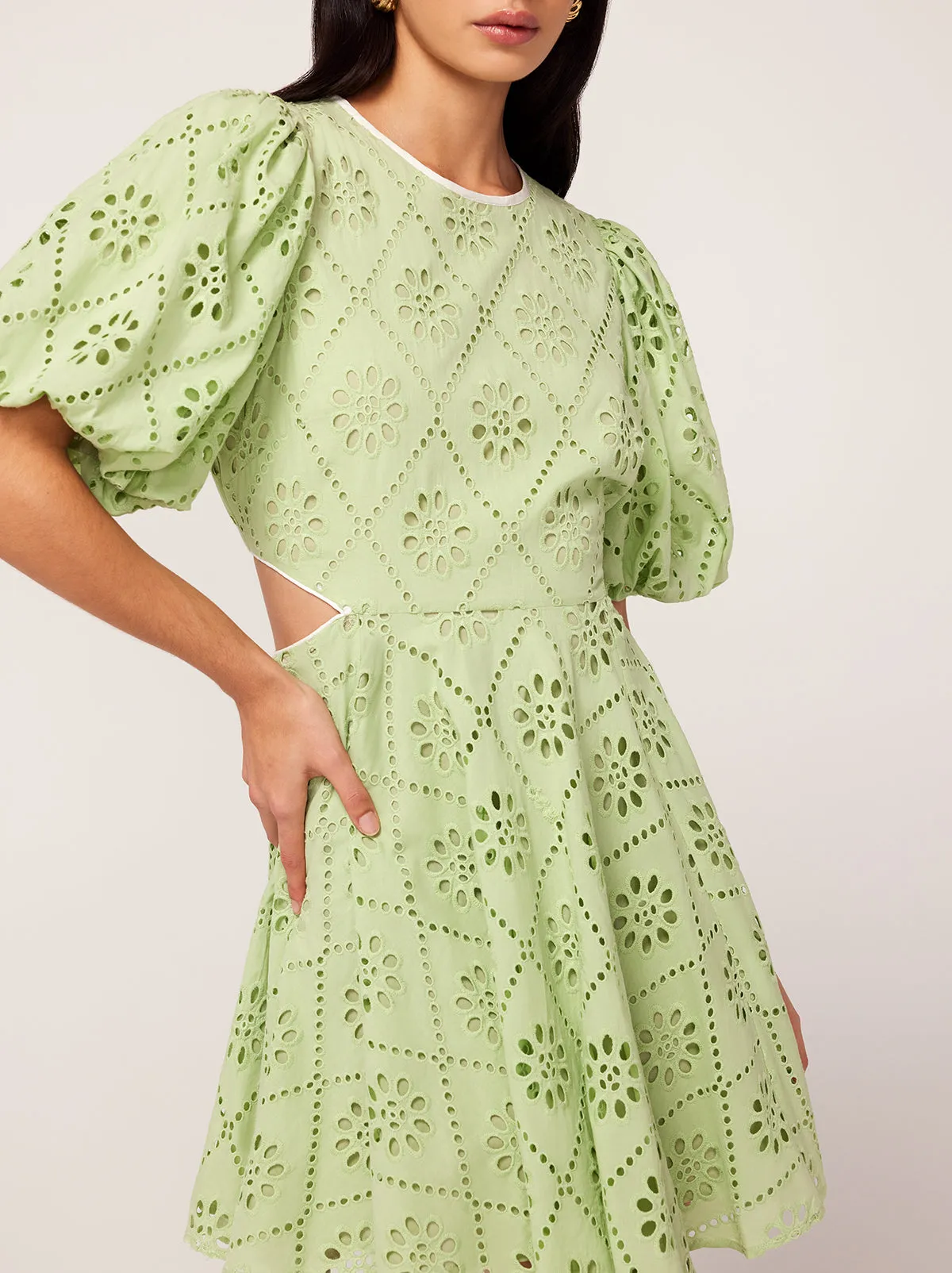 Coco Pistachio Broderie Mini Dress