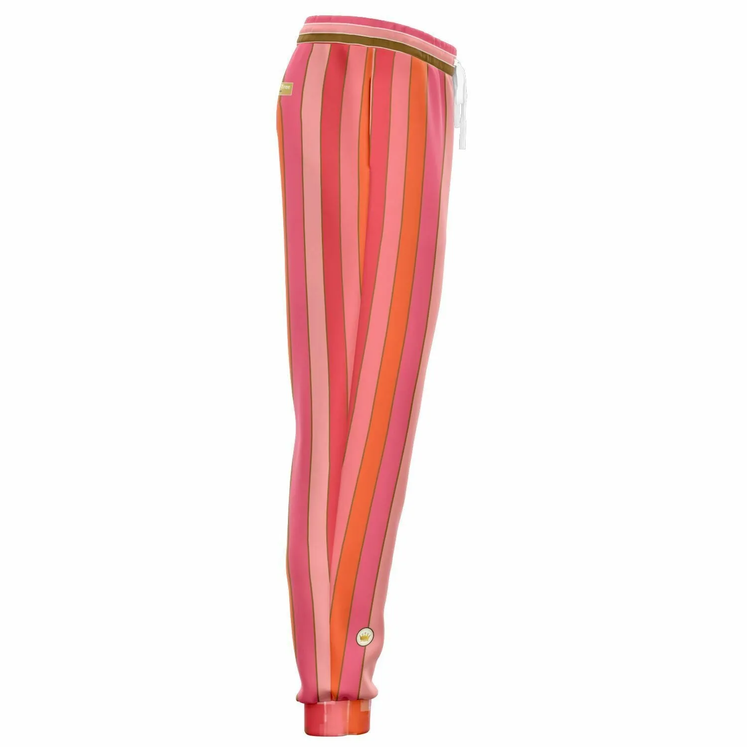 Coral Lipstick Rugby Stripe Eco-Poly Unisex Joggers