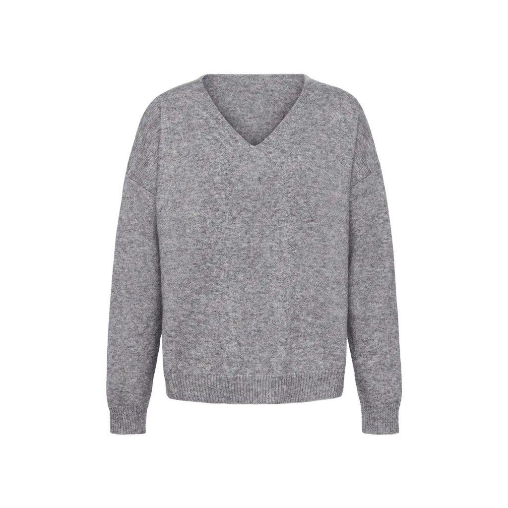 Cozy Knit V-Neck Sweater | Charcoal