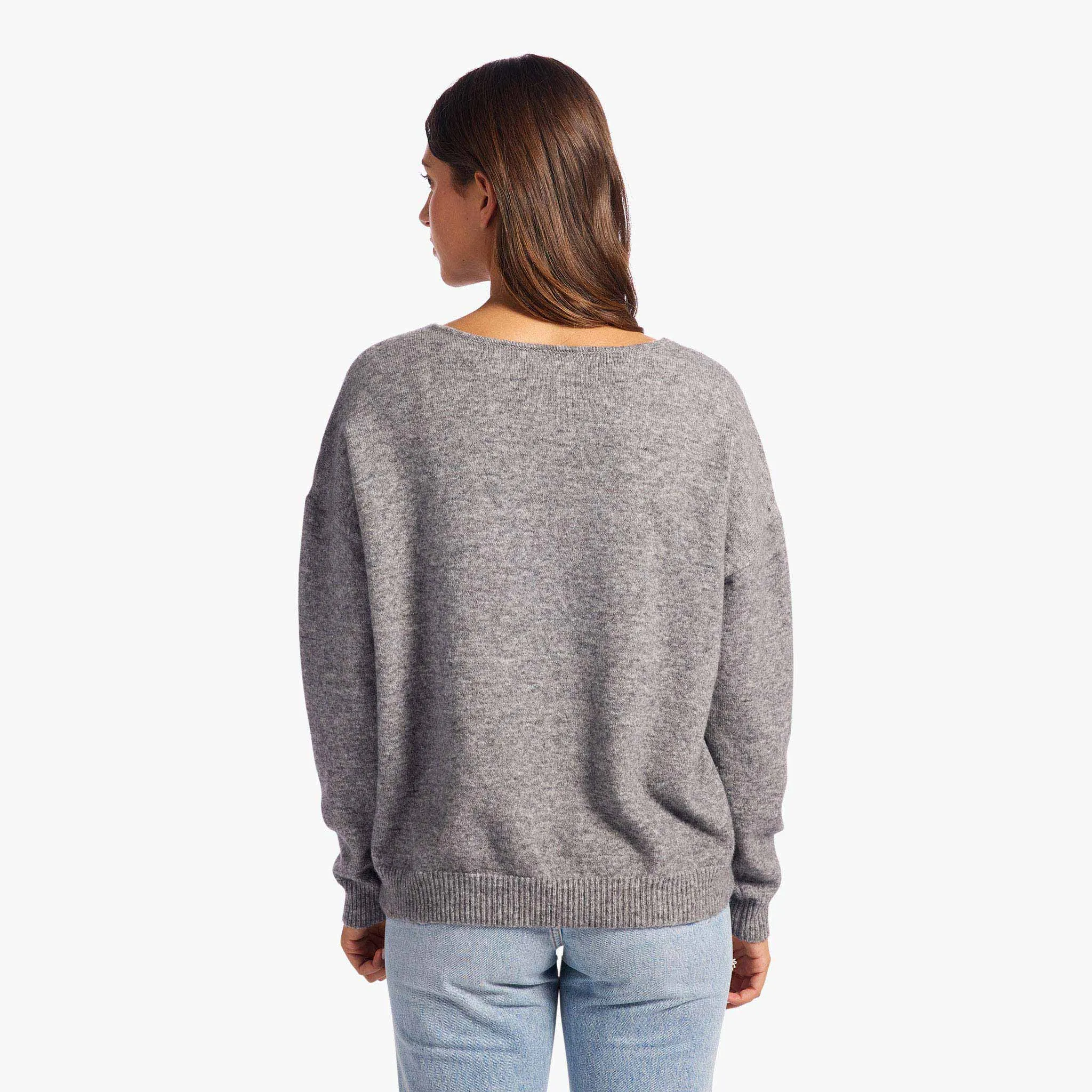 Cozy Knit V-Neck Sweater | Charcoal