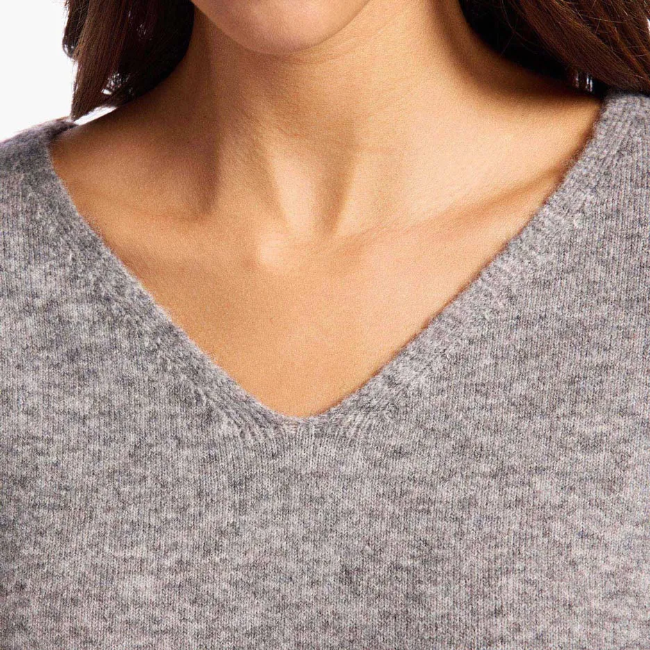 Cozy Knit V-Neck Sweater | Charcoal