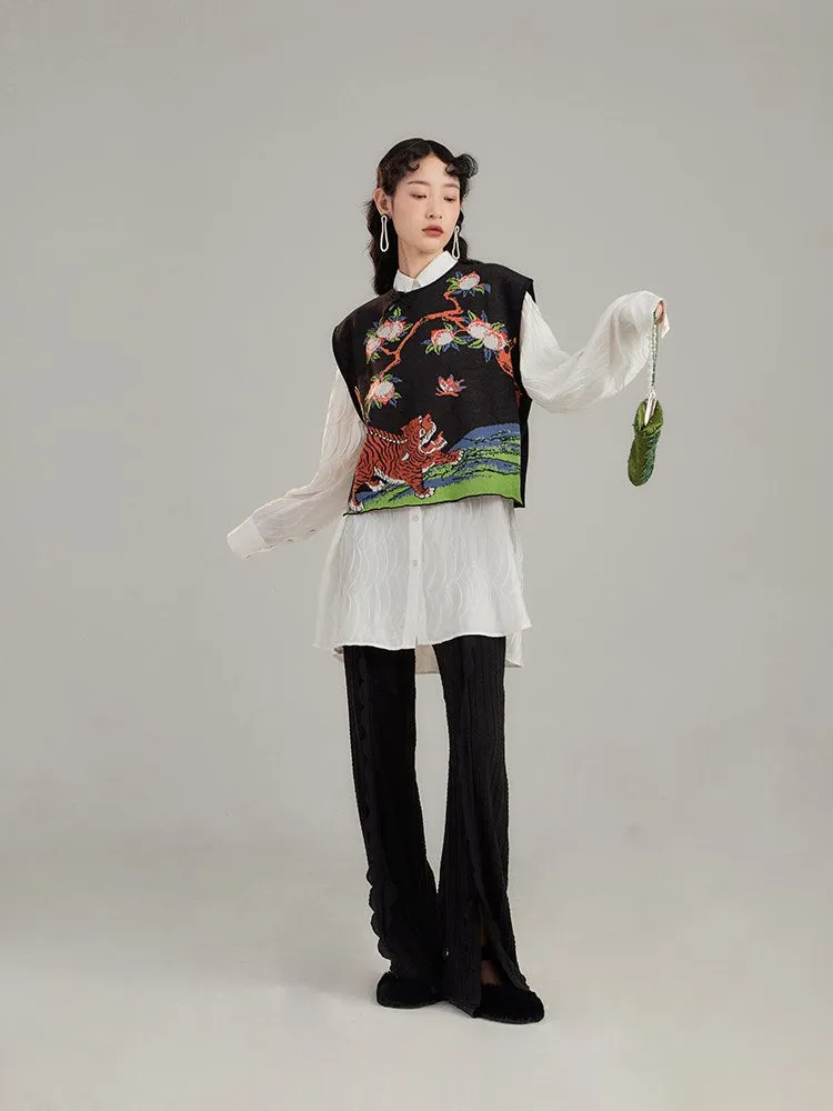 Elegant High-waisted Straight-leg Pants