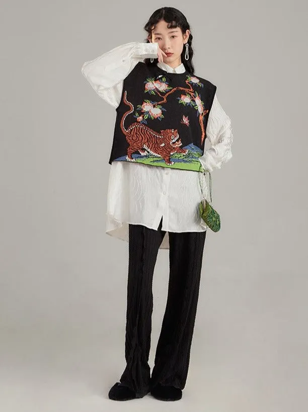 Elegant High-waisted Straight-leg Pants