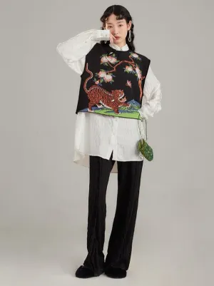 Elegant High-waisted Straight-leg Pants