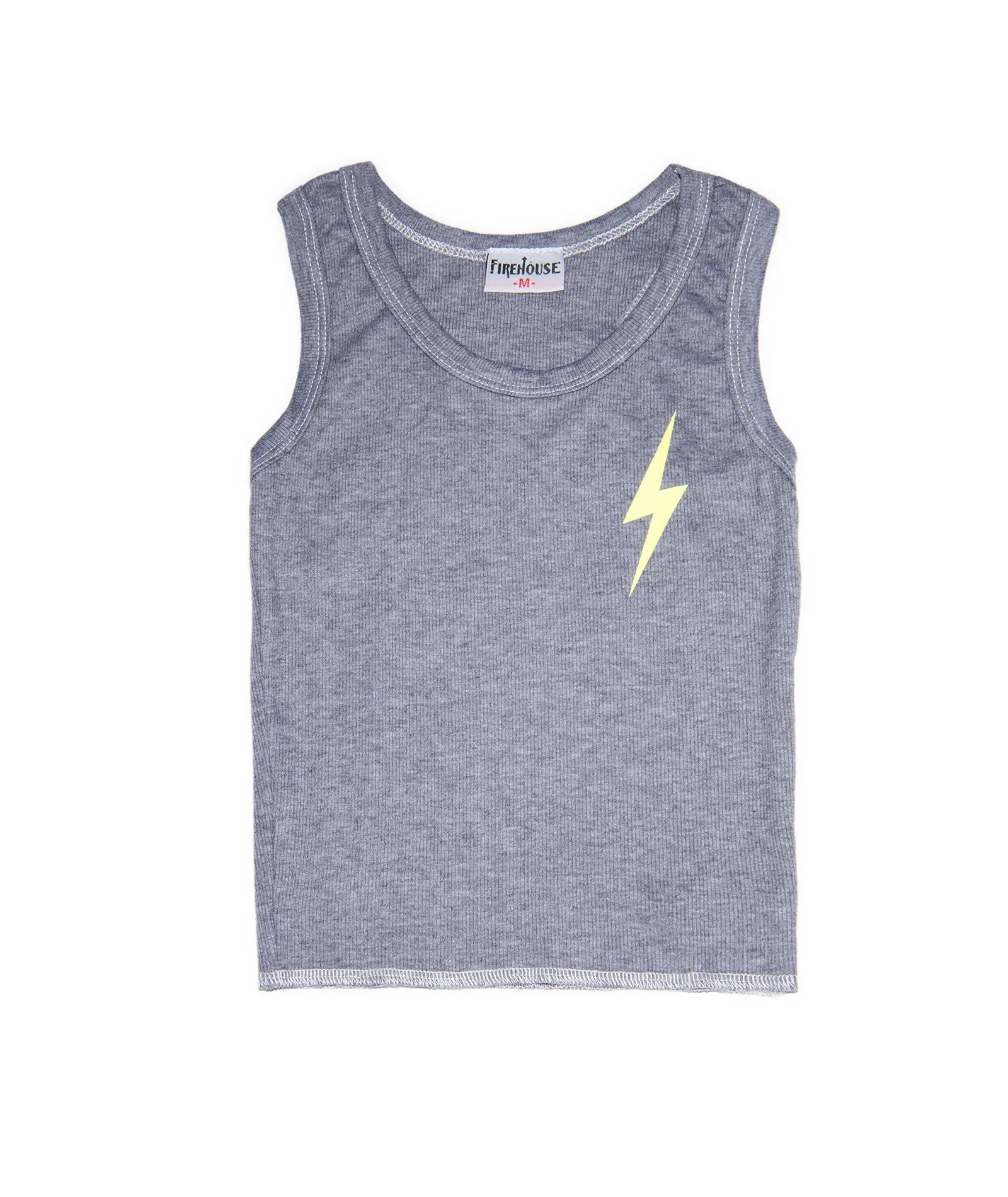 Firehouse Girls Palisades Neon Yellow Bolt Rib Racer Tank Grey