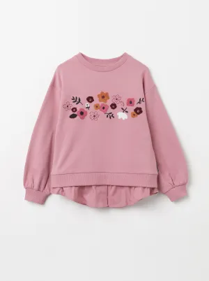 Floral Embroidered Kids Sweatshirt