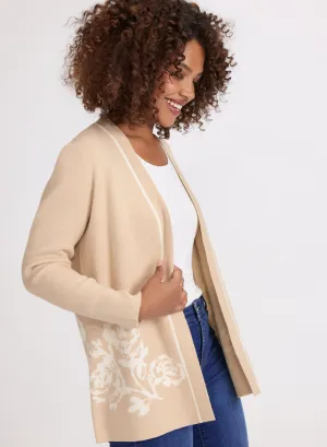 Floral Pattern Open Front Cardigan