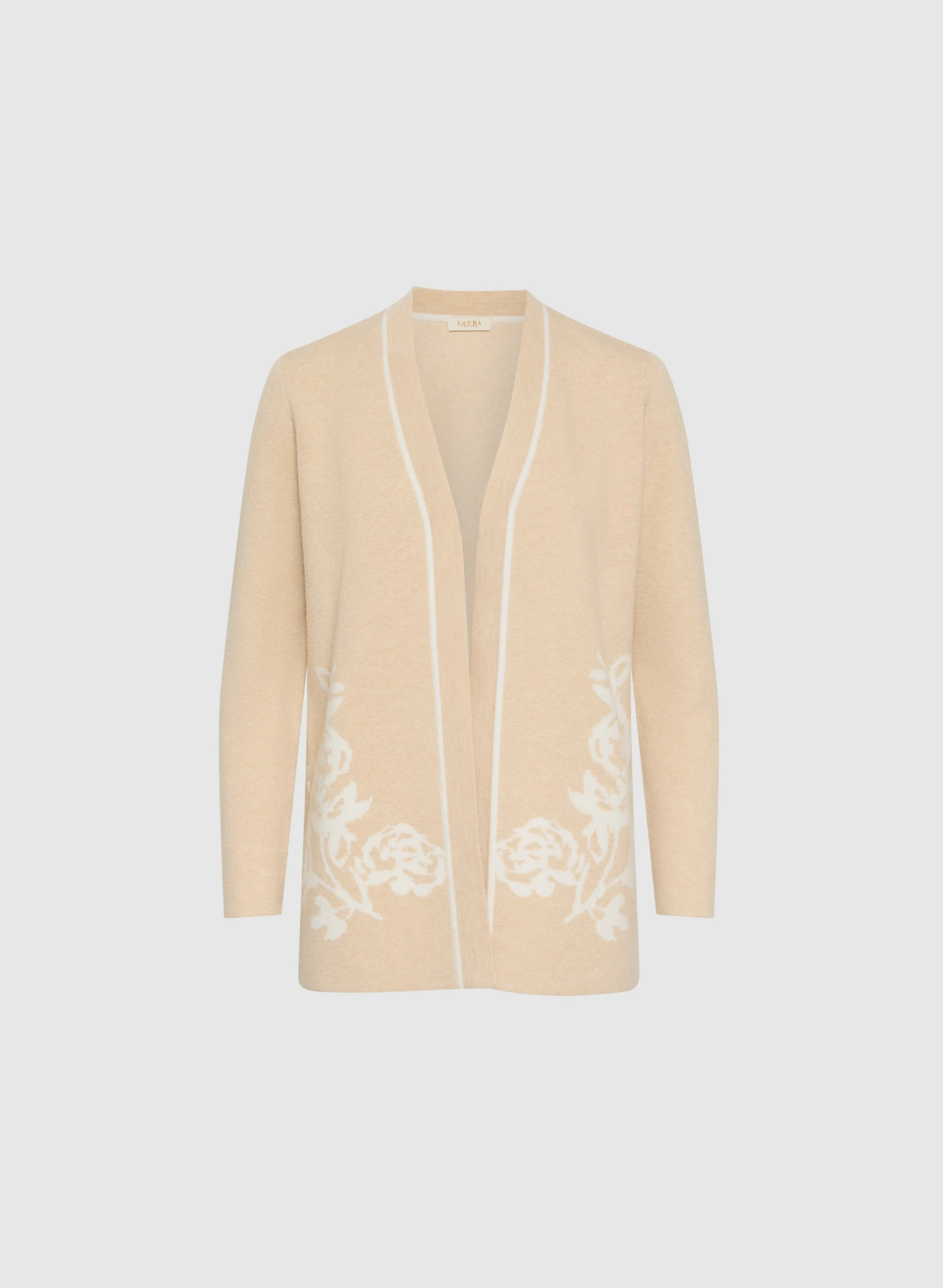 Floral Pattern Open Front Cardigan