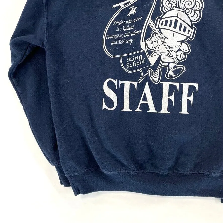 Gildan Men's Sweater Hoodie King School Knight Crown Relaxed Navy Blue Size M