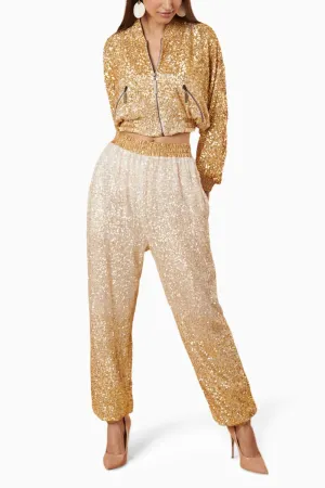 Gilded Vanilla Ombre Bling Joggers