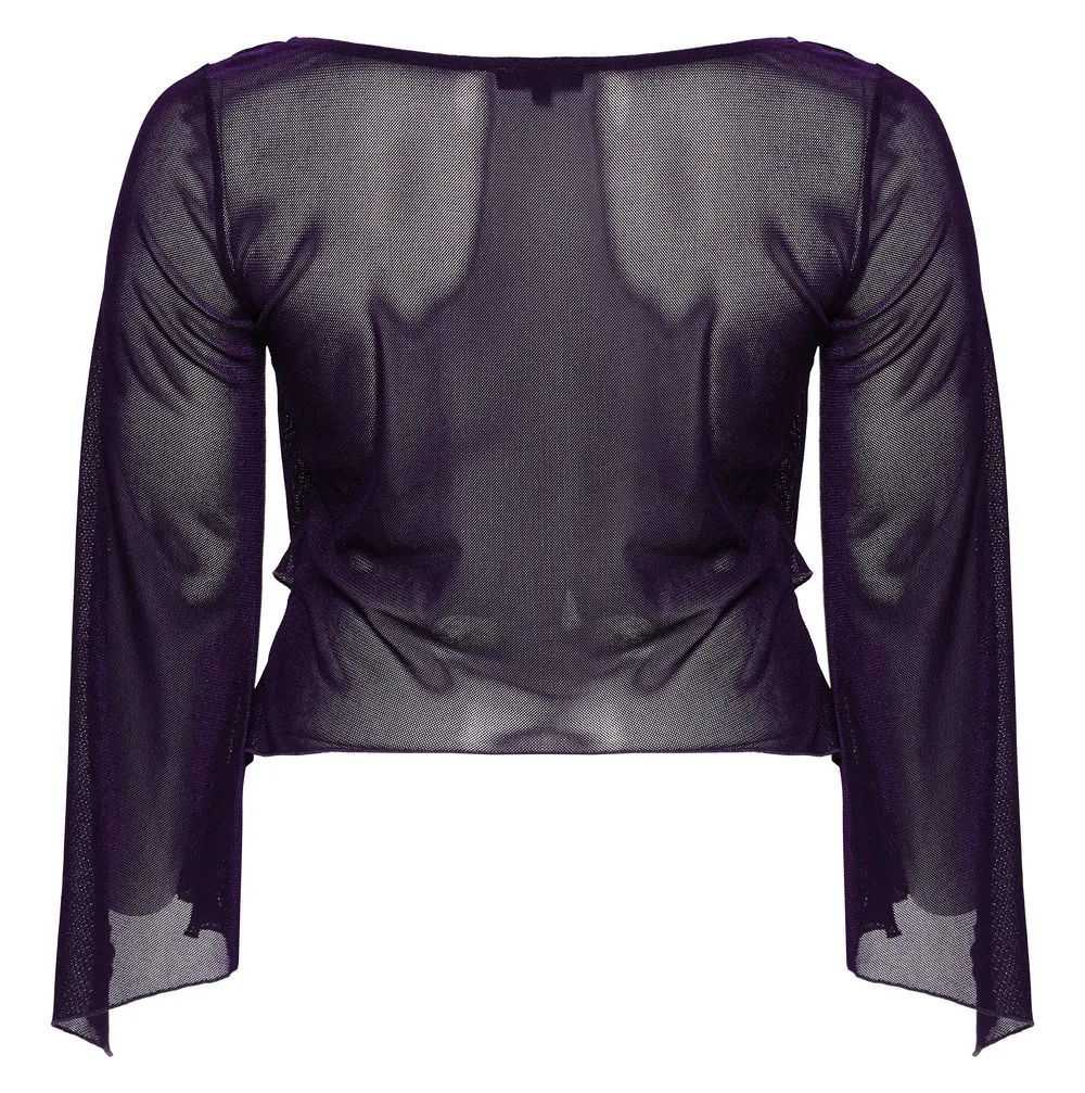 Gothic Women's Layered Mesh Top with Gorgeous Lace Hooks