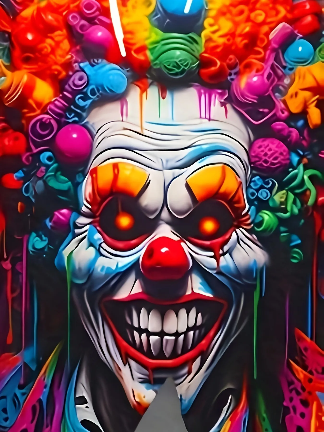 Graffiti Style Clown And Paint Mark Pattern Men's Regular Fit And Cuffed Sweatpants With Drawstring And Pockets, Stylish And Trendy Trousers Suitable For Street And Sports Wear