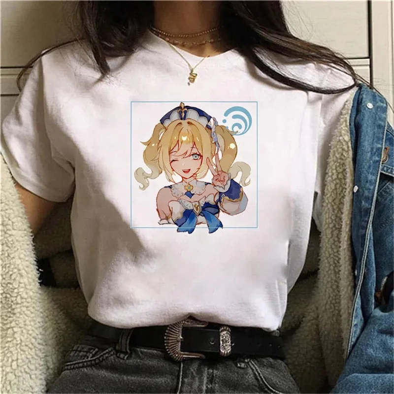 Graphic White Tees Set-1 Genshin Impact (Variants Available)