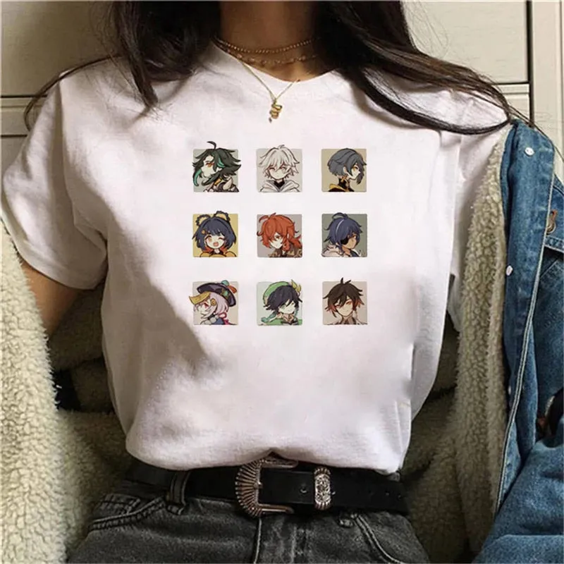 Graphic White Tees Set-1 Genshin Impact (Variants Available)