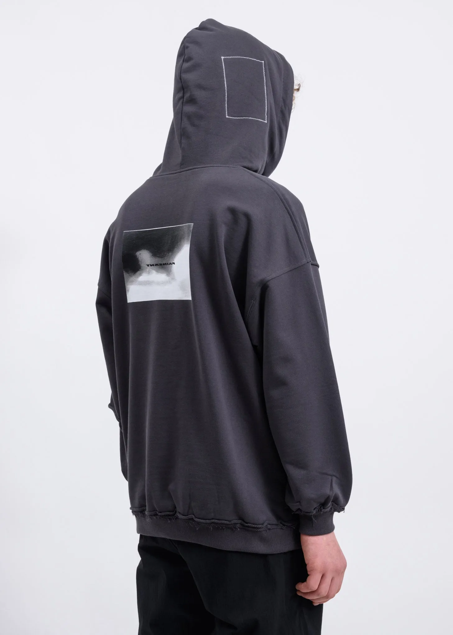 Grey Asymmetric Pockets Hoodie