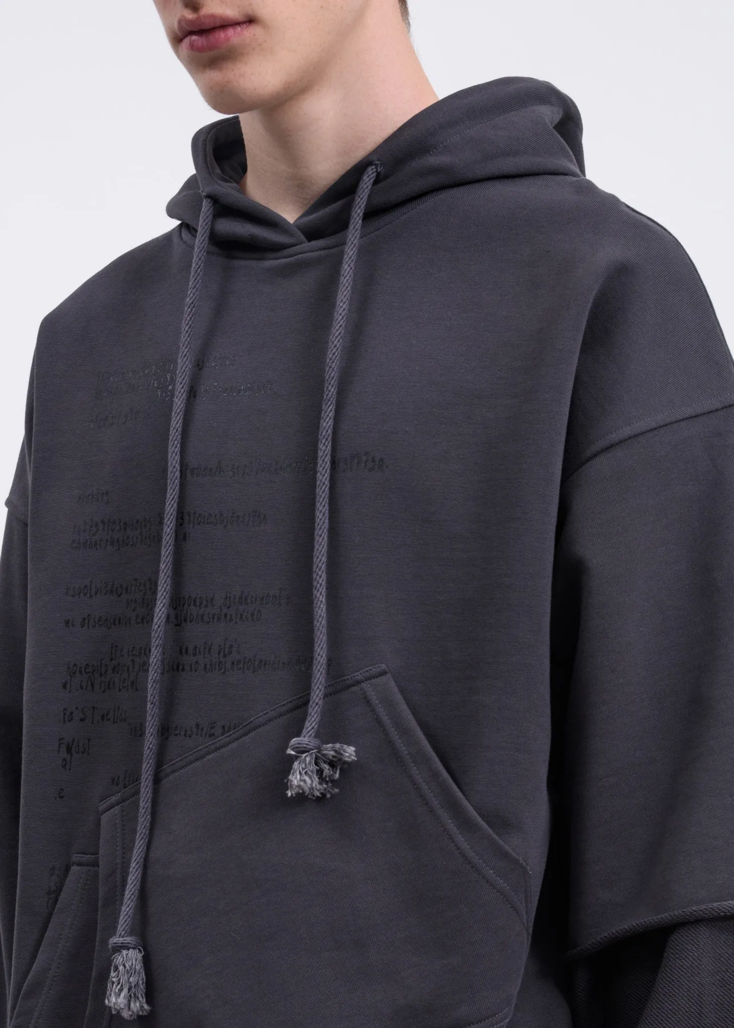 Grey Asymmetric Pockets Hoodie