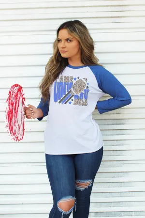 Groovy Game Day Royal and Black Tri-Blend Unisex 3/4 Raglan