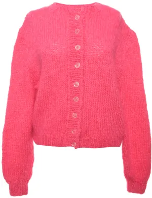 Hand Knitted Pink Cardigan - M