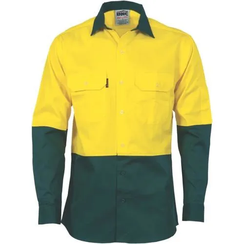 HiVis Two Tone Cotton Drill Shirt - Long Sleeve 3832