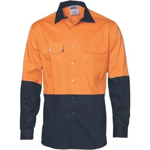 HiVis Two Tone Cotton Drill Shirt - Long Sleeve 3832