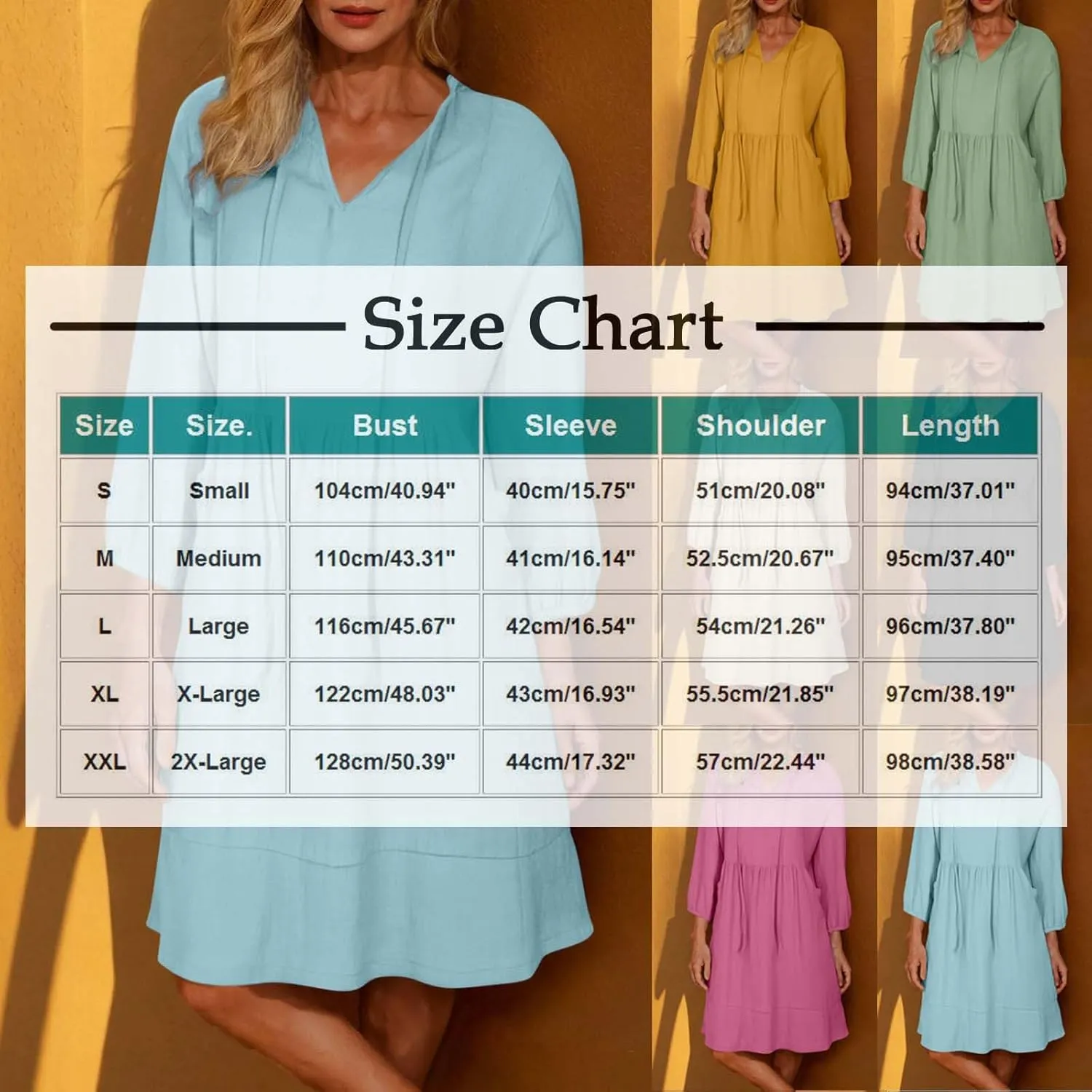 hlysgo Women's Mini Dress with Pockets 2025 Summer Casual 3/4 Sleeve V Neck Short Dress Trendy Knee Length Going Out Dresses