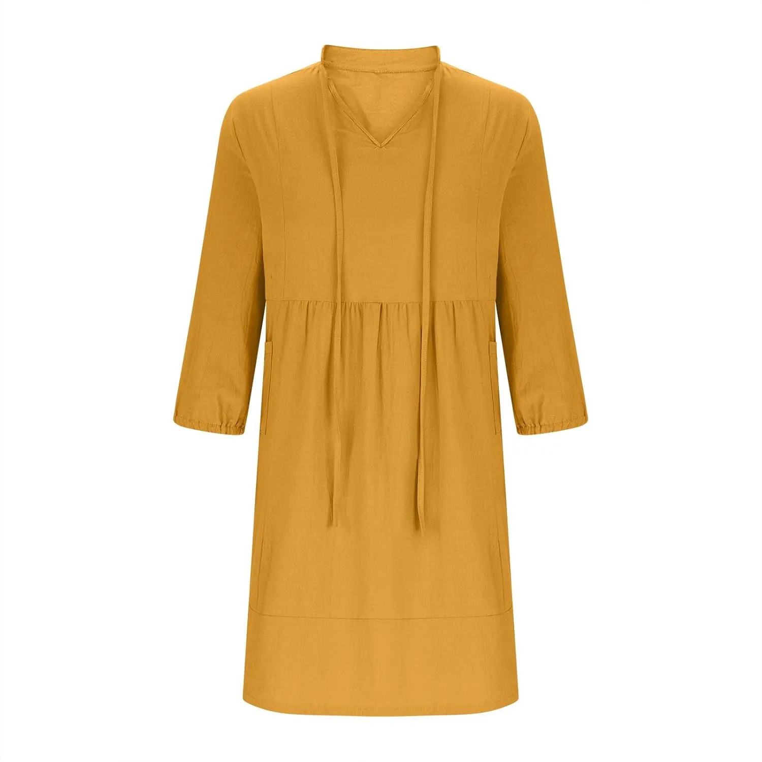 hlysgo Women's Mini Dress with Pockets 2025 Summer Casual 3/4 Sleeve V Neck Short Dress Trendy Knee Length Going Out Dresses