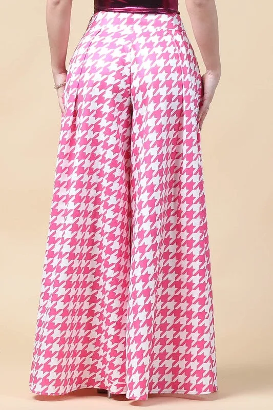 HOUNDS TOOTH PRINT PALAZZO PANTS