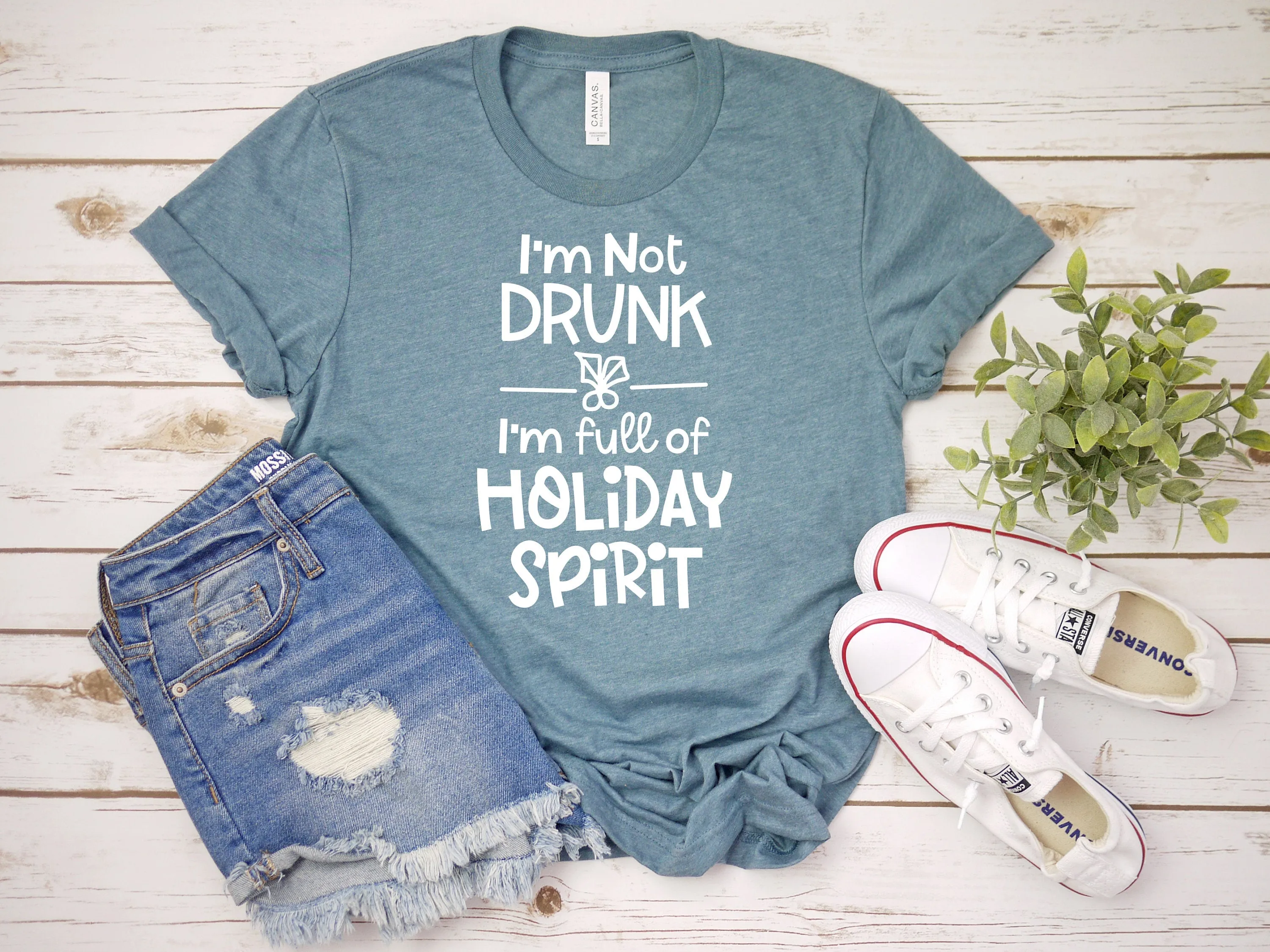 I'm not Drunk - I'm Full of Holiday Spirit Christmas T Shirt - Wine Lover T Shirt - Funny Christmas Party Matching Shirt Gift