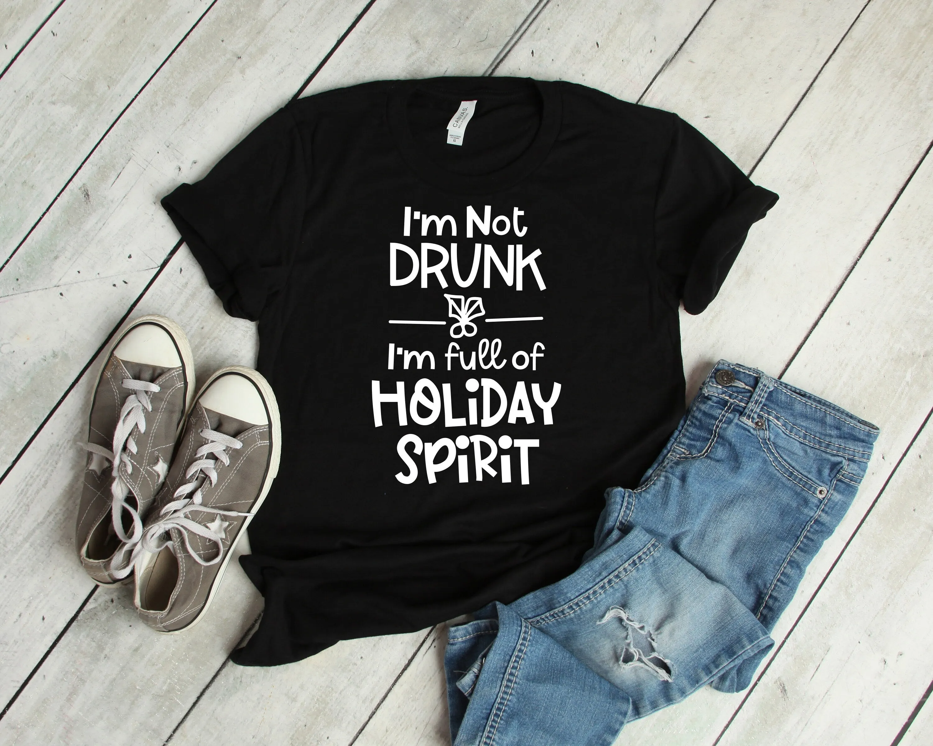 I'm not Drunk - I'm Full of Holiday Spirit Christmas T Shirt - Wine Lover T Shirt - Funny Christmas Party Matching Shirt Gift