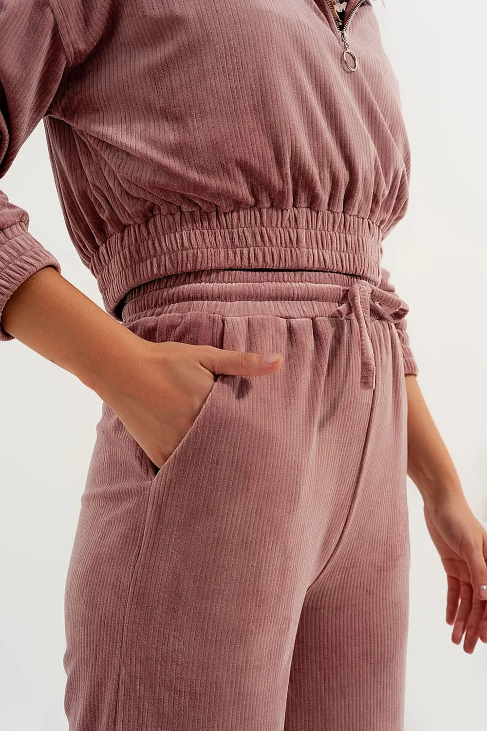 Jogger With Drawstring Waist In Pink