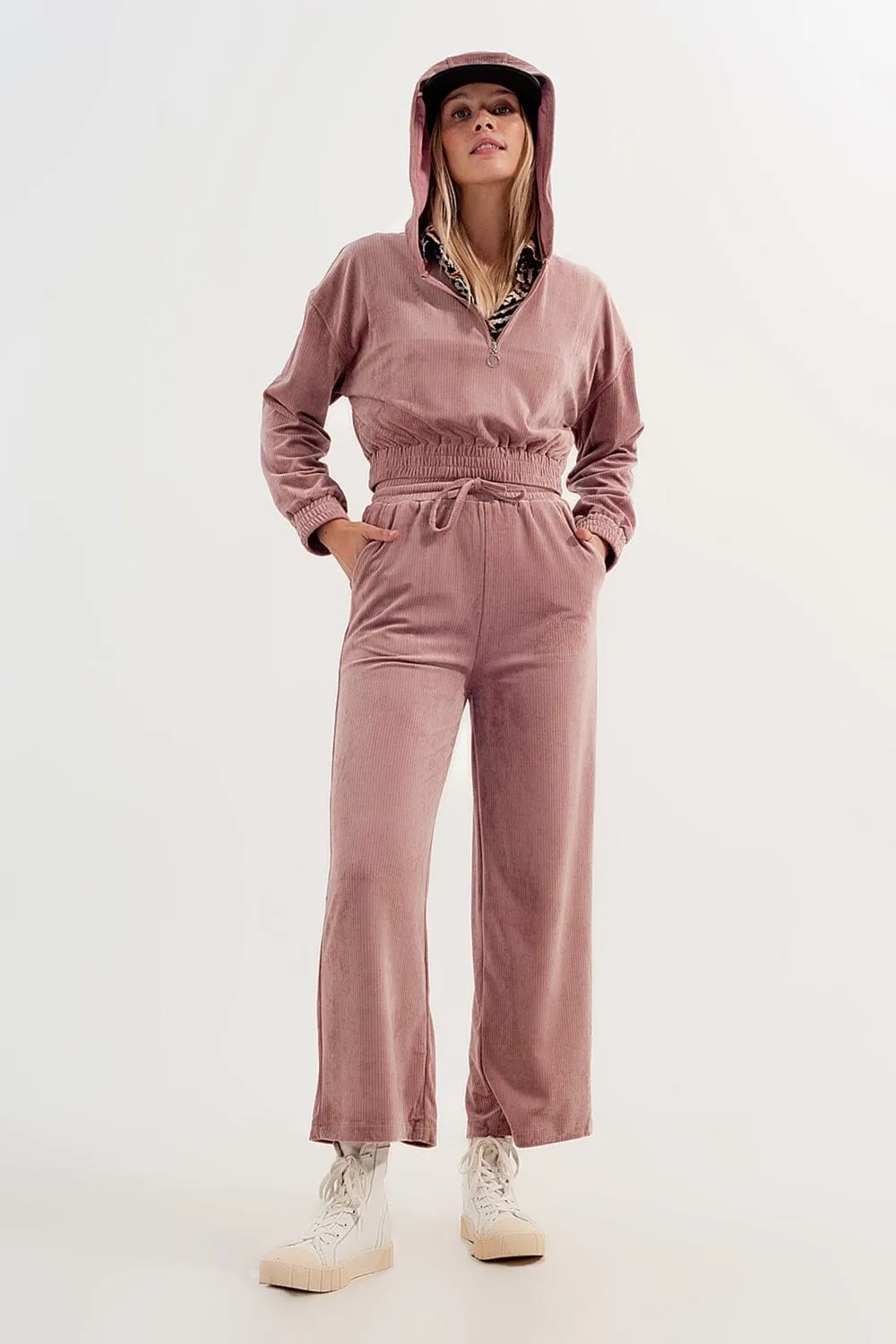 Jogger With Drawstring Waist In Pink