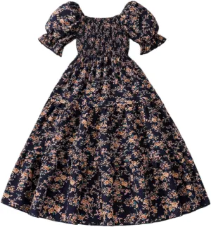 KAGAYD Girls Summer Dresses Square Neck Bubble Sleeve Tie Backless Ruffle A-Line Party Mini Dress