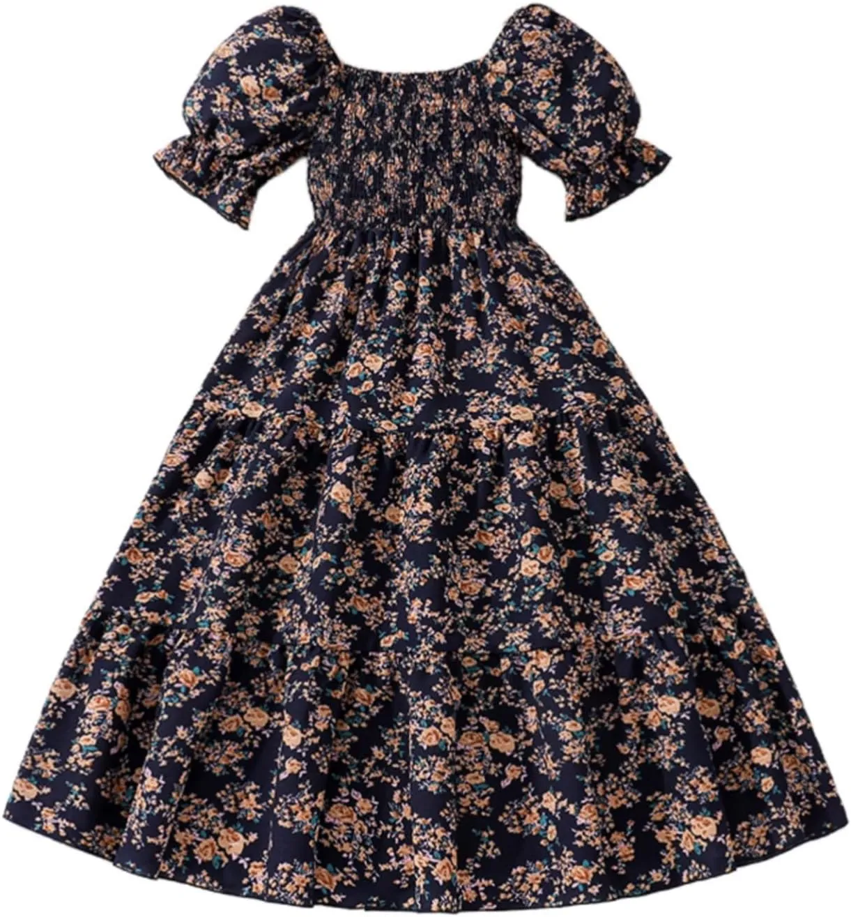 KAGAYD Girls Summer Dresses Square Neck Bubble Sleeve Tie Backless Ruffle A-Line Party Mini Dress
