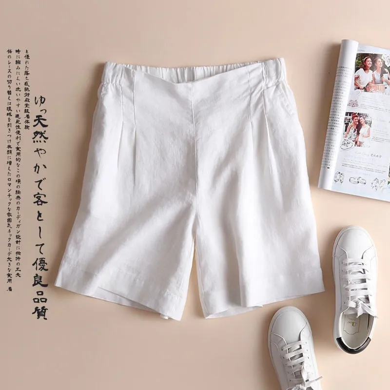 Korean Plus Size Bermuda Shorts Casual Women High Waist Slim Look Loose Wide Leg Pants Bermuda Shorts